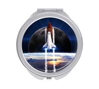 Shuttle Taking Off on a Mission Galaxy Space Nebula Folding Make Up Mirror, Compact 2X/1X Magnification Mirror, Women Portable Travel Makeup Mirror 2.4 x 2.4 inch