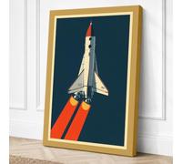 Shuttle to the Stars Retro Canvas Wall Art Print 24x16 Inch