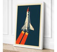 Shuttle to the Stars Retro Canvas Wall Art Print 24x16 Inch