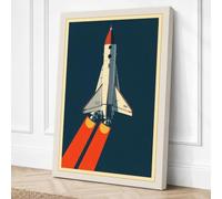 Shuttle to the Stars Retro Canvas Wall Art Print 24x16 Inch
