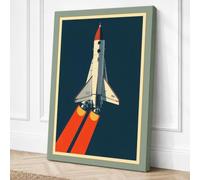 Shuttle to the Stars Retro Canvas Wall Art Print 24x16 Inch