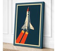 Shuttle to the Stars Retro Canvas Wall Art Print 24x16 Inch