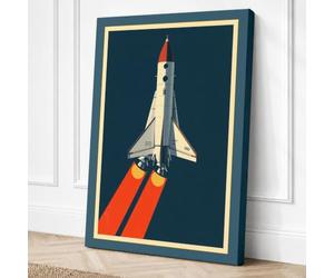 Shuttle to the Stars Retro Canvas Wall Art Print 24x16 Inch