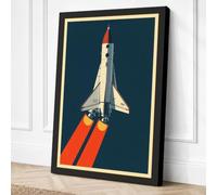Shuttle to the Stars Retro Canvas Wall Art Print 36x24 Inch