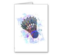 Shuttlecock Badminton Card Blank Notelet Birthday Watercolour Effect (Envelope Included)