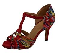 SHUTUP.DANCE Ladies Latin Dancing Shoes T-bar Custom Heel Soft Or Rubber Sole Ballroom Tango Salsa Purple 3.5 UK