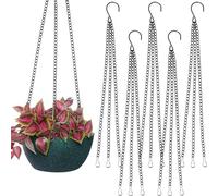 Shuul 5 Pcs Hanging Basket Chains 3 Point 16" Black Heavy Duty Metal Replacement Chain Flower Pot Chains for Hanging Basket Bird Feeder Flower pots and Ornaments