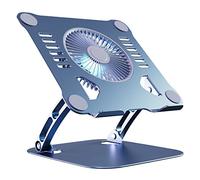 SHUWEI Laptop Cooling Stand with 3 Speed Fan, Adjustable Height Laptop Stand for Desk, Ergonimic Aluminum Laptop Cooling Pad for 10-15'' Notebook - Bule-Gray