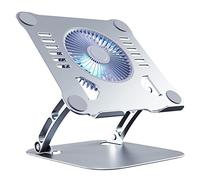 SHUWEI Laptop Cooling Stand with 3 Speed Fan, Adjustable Height Laptop Stand for Desk, Ergonimic Aluminum Laptop Cooling Pad for 10-15'' Notebook - Silver