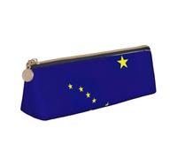 SHuWeiD Alaska state flag print Triangle Box Multi functional Makeup Bag, Office Travel and Daily Stationery Storage, White, One Size, Lightweight