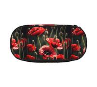 SHuWeiD Beautiful Red Poppy Flower print Pen storage bag, portable cosmetic storage bag for travel, travel essentials, Black, One Size, Portability