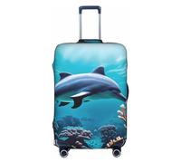 SHuWeiD Beautiful Underwater World Dolphins Coral print Luggage Cover Protector Suitcase Cover Polyester Washable Baggage Covers Travel Suitcase, White, Large, White, Large