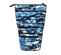 SHuWeiD Blue Camouflage print Vertical retractable case, fit for pens, cosmetics, and small essentials, daily use