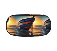 SHuWeiD Boat Beach Sunrise Time Nautical print Pen storage bag, portable cosmetic storage bag for travel, travel essentials