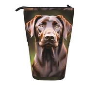 SHuWeiD Brown Labrador Retriever print Vertical retractable case, fit for pens, cosmetics, and small essentials, daily use, Black, One Size, Fashion