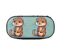 SHuWeiD Cartoon Cute Otters print Pen storage bag, portable cosmetic storage bag for travel, travel essentials, Black, One Size, Portability