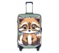 SHuWeiD Cartoon cute raccoon print Luggage Cover Protector Suitcase Cover Polyester Washable Baggage Covers Travel Suitcase, White, Medium, White, Medium