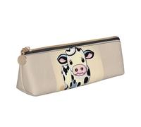 SHuWeiD Cartoon Milk Cow print Triangle Box Multi functional Makeup Bag, Office Travel and Daily Stationery Storage, White, One Size, Lightweight