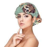 SHuWeiD Cartoon Owls Cute Print Adult's Satin Sleeping Cap, Unisex Satin Sleep Cap, 13 inches Sleeping caps Black, Black, One Size, Black, One Size