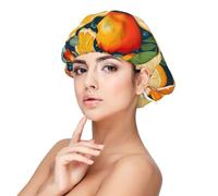 SHuWeiD Citrus Fruit Pattern Print Adult's Satin Sleeping Cap, Unisex Satin Sleep Cap, 13 inches Sleeping caps Black, Black, One size