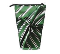 SHuWeiD Classic Green Striped print Vertical retractable case, fit for pens, cosmetics, and small essentials, daily use