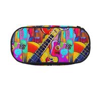 SHuWeiD Color Acoustic and Guitars print Pen storage bag, portable cosmetic storage bag for travel, travel essentials, Black, One Size, Portability