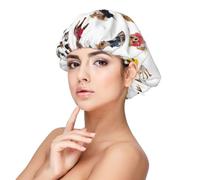 SHuWeiD Cute Chihuahua Pug Pattern Print Adult's Satin Sleeping Cap, Unisex Satin Sleep Cap, 13 inches Sleeping caps Black, Black, One Size, Black, One Size