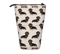 SHuWeiD Cute Dog print Vertical retractable case, fit for pens, cosmetics, and small essentials, daily use, Black, One Size, Fashion