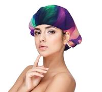 SHuWeiD Dark Northern Lights Print Adult's Satin Sleeping Cap, Unisex Satin Sleep Cap, 13 inches Sleeping caps, Black, One size