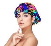 SHuWeiD Exotic Tribe Tie Dye Style Print Adult's Satin Sleeping Cap, Unisex Satin Sleep Cap, 13 inches Sleeping caps Black, Black, One Size