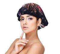 SHuWeiD Explosion Firework Print Adult's Satin Sleeping Cap, Unisex Satin Sleep Cap, 13 inches Sleeping caps Black, Black, One Size, Black, One Size