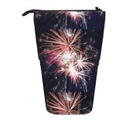 SHuWeiD Explosion Firework print Vertical retractable case, fit for pens, cosmetics, and small essentials, daily use, Black, One Size, Fashion