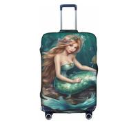 SHuWeiD fairy tale mermaid04 print Luggage Cover Protector Suitcase Cover Polyester Washable Baggage Covers Travel Suitcase, White, S