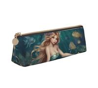 SHuWeiD fairy tale mermaid04 print Triangle Box Multi functional Makeup Bag, Office Travel and Daily Stationery Storage, White, One Size, Lightweight