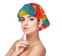 SHuWeiD Fantastic Parrot Feather Print Adult's Satin Sleeping Cap, Unisex Satin Sleep Cap, 13 inches Sleeping caps Black, Black, One size