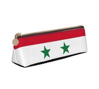 SHuWeiD Flag of the Syrian Arab Republic print Triangle Box Multi functional Makeup Bag, Office Travel and Daily Stationery Storage, White, One Size, Lightweight