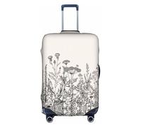 SHuWeiD Floral Herbs Botanical Engraving print Luggage Cover Protector Suitcase Cover Polyester Washable Baggage Covers Travel Suitcase, White, S