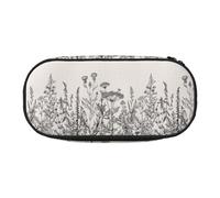 SHuWeiD Floral Herbs Botanical Engraving print Pen storage bag, portable cosmetic storage bag for travel, travel essentials