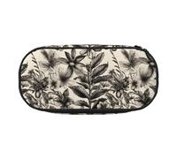 SHuWeiD Floral Herbs Botanical Pattern print Pen storage bag, portable cosmetic storage bag for travel, travel essentials, Black, One Size, Portability