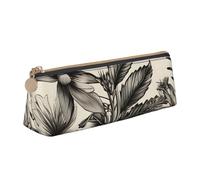 SHuWeiD Floral Herbs Botanical Pattern print Triangle Box Multi functional Makeup Bag, Office Travel and Daily Stationery Storage, White, One Size, Lightweight