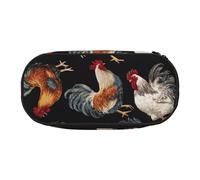 SHuWeiD French Roosters print Pen storage bag, portable cosmetic storage bag for travel, travel essentials, Black, One Size, Portability