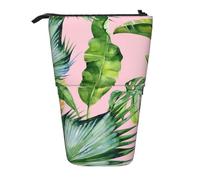 SHuWeiD Fresh banana leaves print Vertical retractable case, fit for pens, cosmetics, and small essentials, daily use, Black, One Size, Fashion