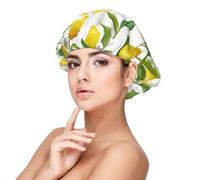 SHuWeiD Fresh Tropical Lemons Print Adult's Satin Sleeping Cap, Unisex Satin Sleep Cap, 13 inches Sleeping caps, Black, One size