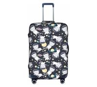 SHuWeiD Fun cat Astronaut print Luggage Cover Protector Suitcase Cover Polyester Washable Baggage Covers Travel Suitcase, White, M