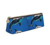 SHuWeiD Funny Animal Dolphin print Triangle Box Multi functional Makeup Bag, Office Travel and Daily Stationery Storage, White, One Size, Lightweight