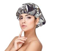 SHuWeiD Glitter Abstract Diamond Crystal Pattern Print Adult's Satin Sleeping Cap, Unisex Satin Sleep Cap, 13 inches Sleeping caps Black, Black, One size