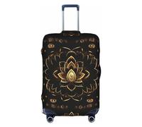 SHuWeiD Gold Lotus Flowers print Luggage Cover Protector Suitcase Cover Polyester Washable Baggage Covers Travel Suitcase, White, Small, White, Small