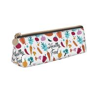 SHuWeiD Healthy Food print Triangle Box Multi functional Makeup Bag, Office Travel and Daily Stationery Storage, White, One Size, Lightweight