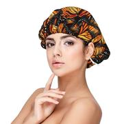 SHuWeiD Heaps of Orange Monarch Butterflies Print Adult's Satin Sleeping Cap, Unisex Satin Sleep Cap, 13 inches Sleeping caps, Black, One size