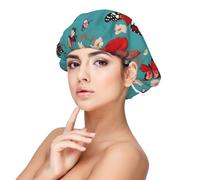 SHuWeiD Hen Flying Butterflies Among Flowers Print Adult's Satin Sleeping Cap, Unisex Satin Sleep Cap, 13 inches Sleeping caps Black, Black, One size
